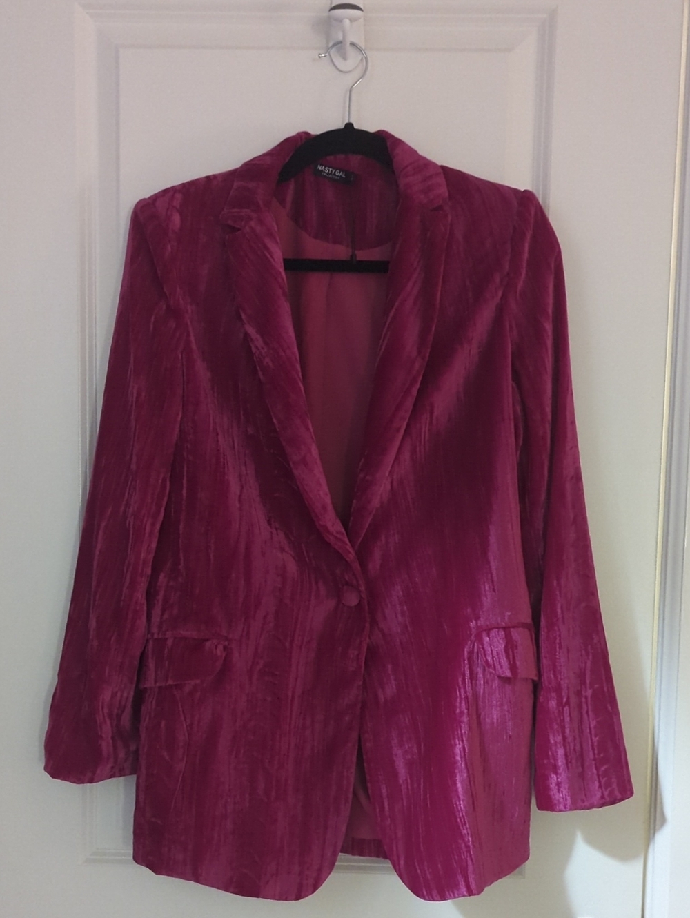 Nasty Gal Fuchsia Velvet Blazer Jacket
